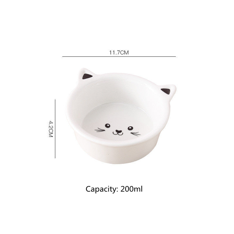 USA Local Ceramic Small Cat Face Shape Pet Food Bowl Cat Bowl Dog Bowl Universal And Easy To Clean