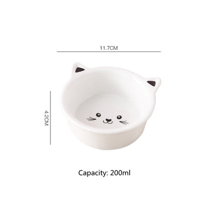 US Local Ceramic Small Cat Face Shape Pet Food Bowl Cat Bowl Dog Bowl Universal And Easy To Clean