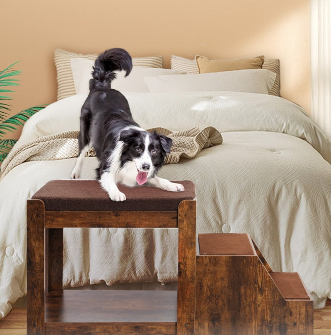 Pet Bunk Bed With Removable Step For Dogs And Cats, Multi-Level Bed Window Perch Seat Platform With Cushion And Cat Scratch Pad, Indoor Use