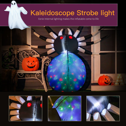 US Local 5Ft Long Halloween Giant Scary Spider LED Lighted Airblown Inflatable Lawn Decoration Holiday Season Garden Decor