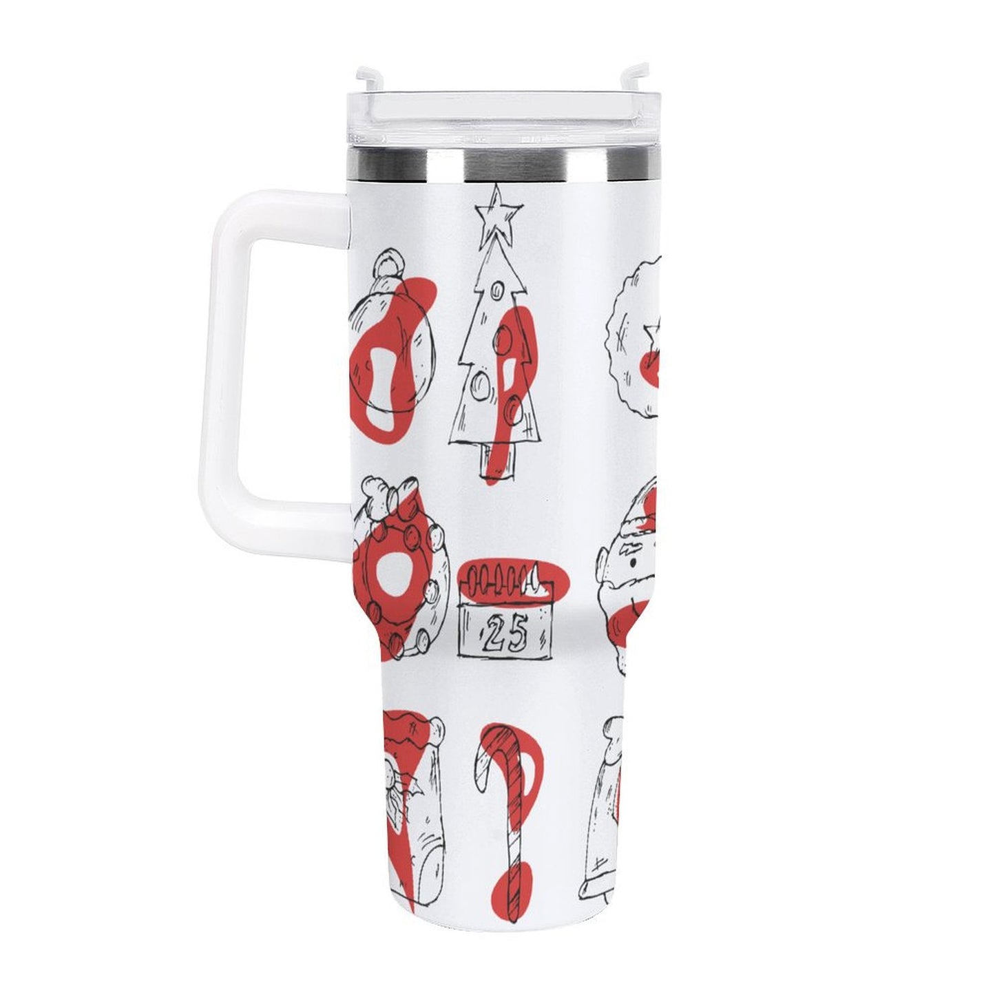 POD US Local Tumbler 40 oz Large Capacity Car Cup Christmas Sketch, Color Block