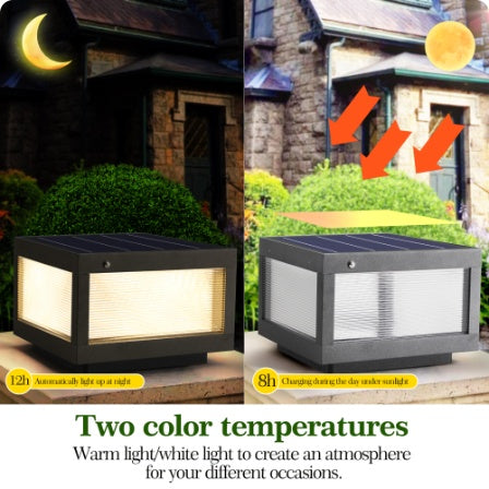 US Local 12 Black Solar Powered LED Post Cap Light, Modern Outdoor LED Fence Light For Pathways, Decks, And Patios  2-Pack