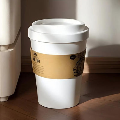 US Local 2025 New Elegant Lion Theme Coffee Cup Trash Can Deodorizing Push-On Lid Black And White Odor Resistance High Aesthetic Large Capacity