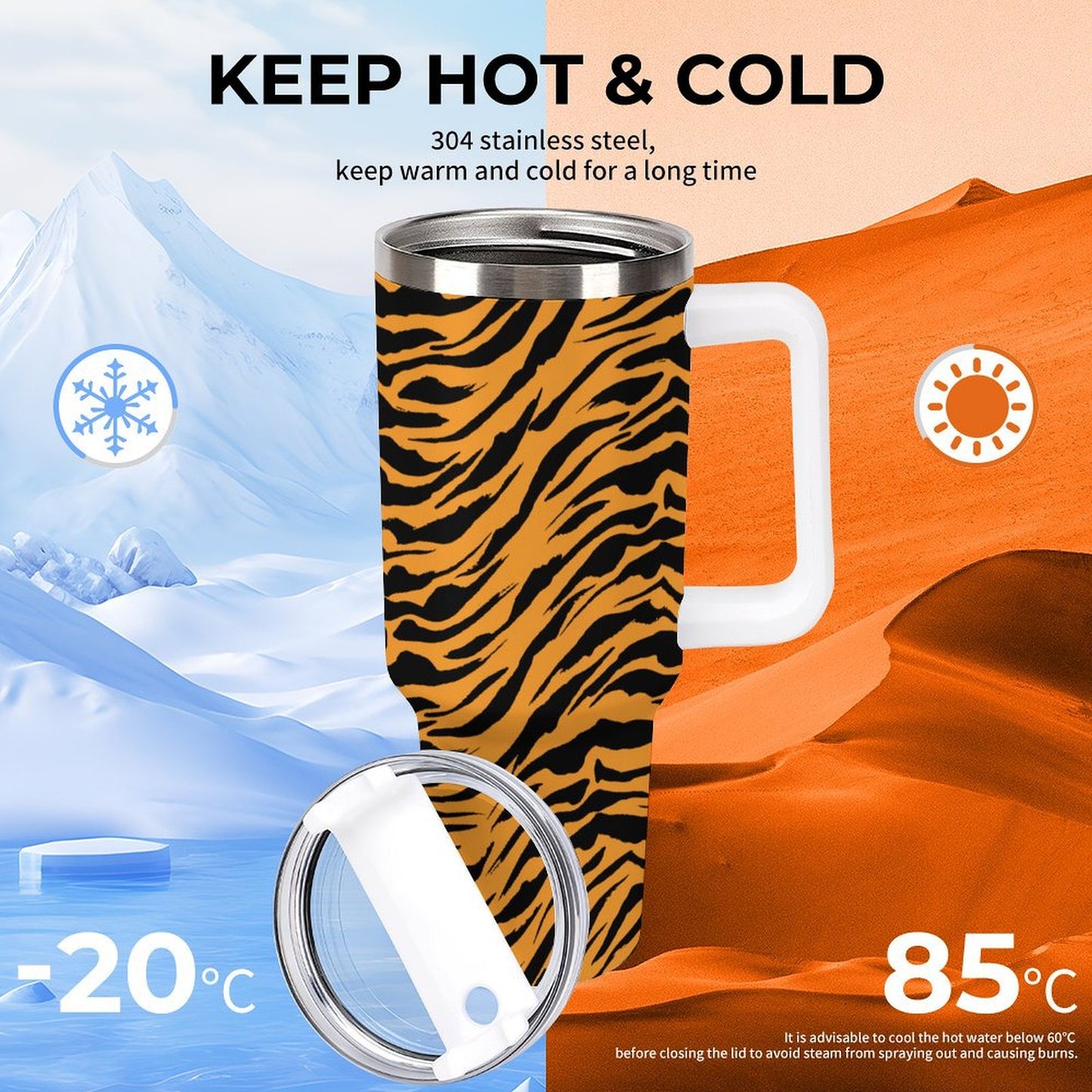 PHDT00188 POD US Local Tumbler 40 oz Large Capacity Car Cup Tiger