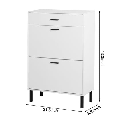 US Local Modern Shoe Cabinet With Drawers & Metal Legs, Freestanding Storage Organizer