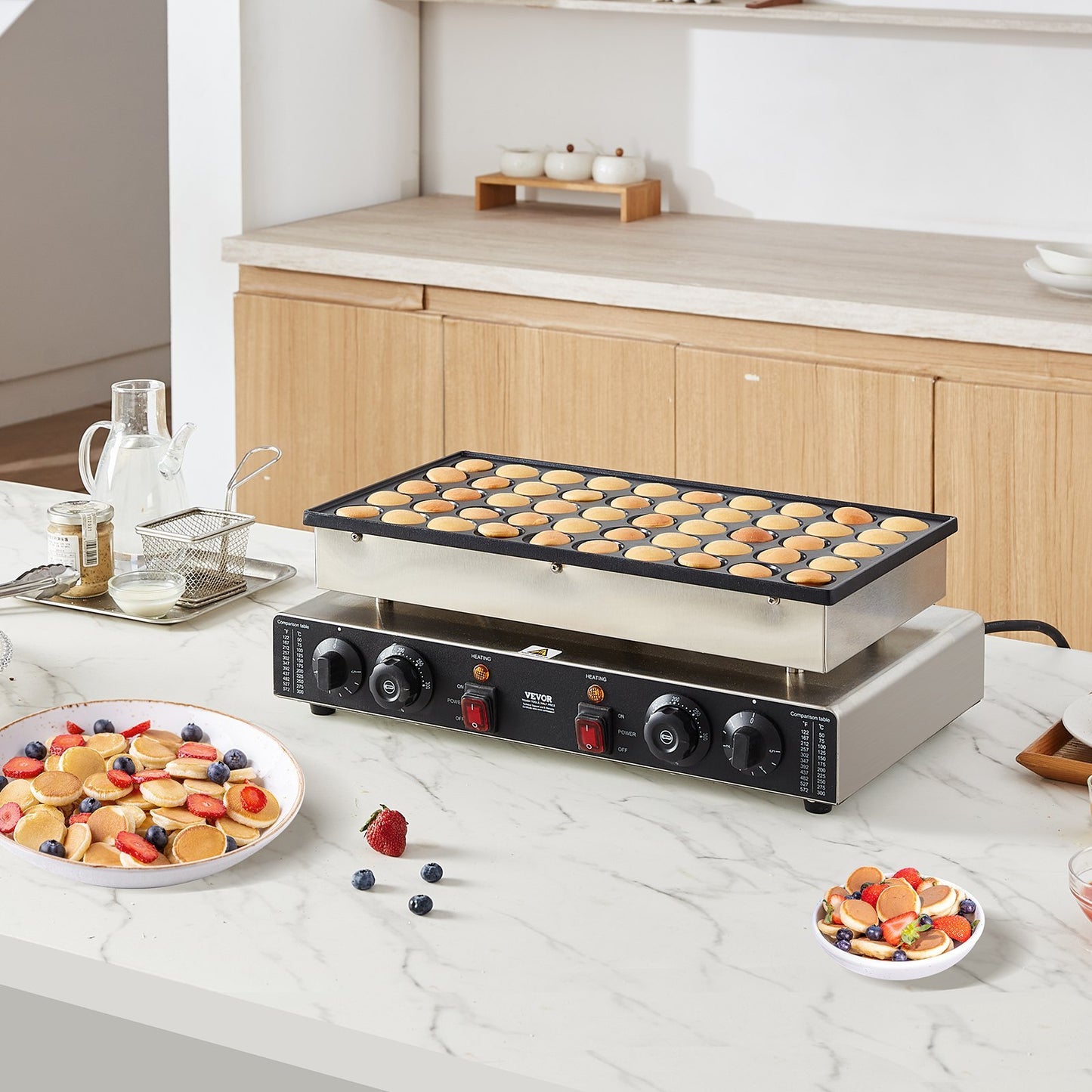 US Local 50PCS 43mm Mini Dutch Pancake Maker Commercial Dorayaki Baker 1700W