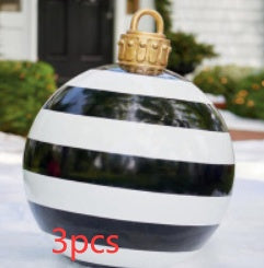 US Local Christmas Ornament Ball Outdoor Pvc 60CM Inflatable Decorated Ball PVC Giant Big Large Balls Xmas Tree Decorations Toy Ball