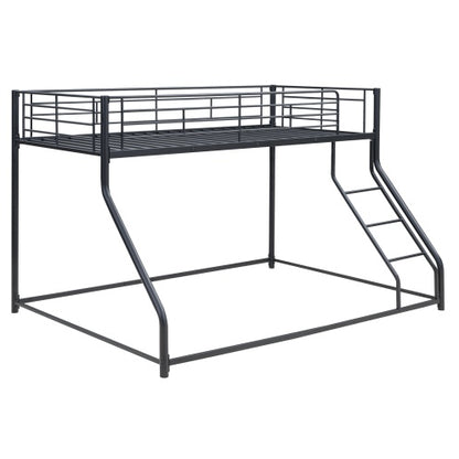 US Local Metal Floor Bunk Bed, Twin XL Over Queen, Black