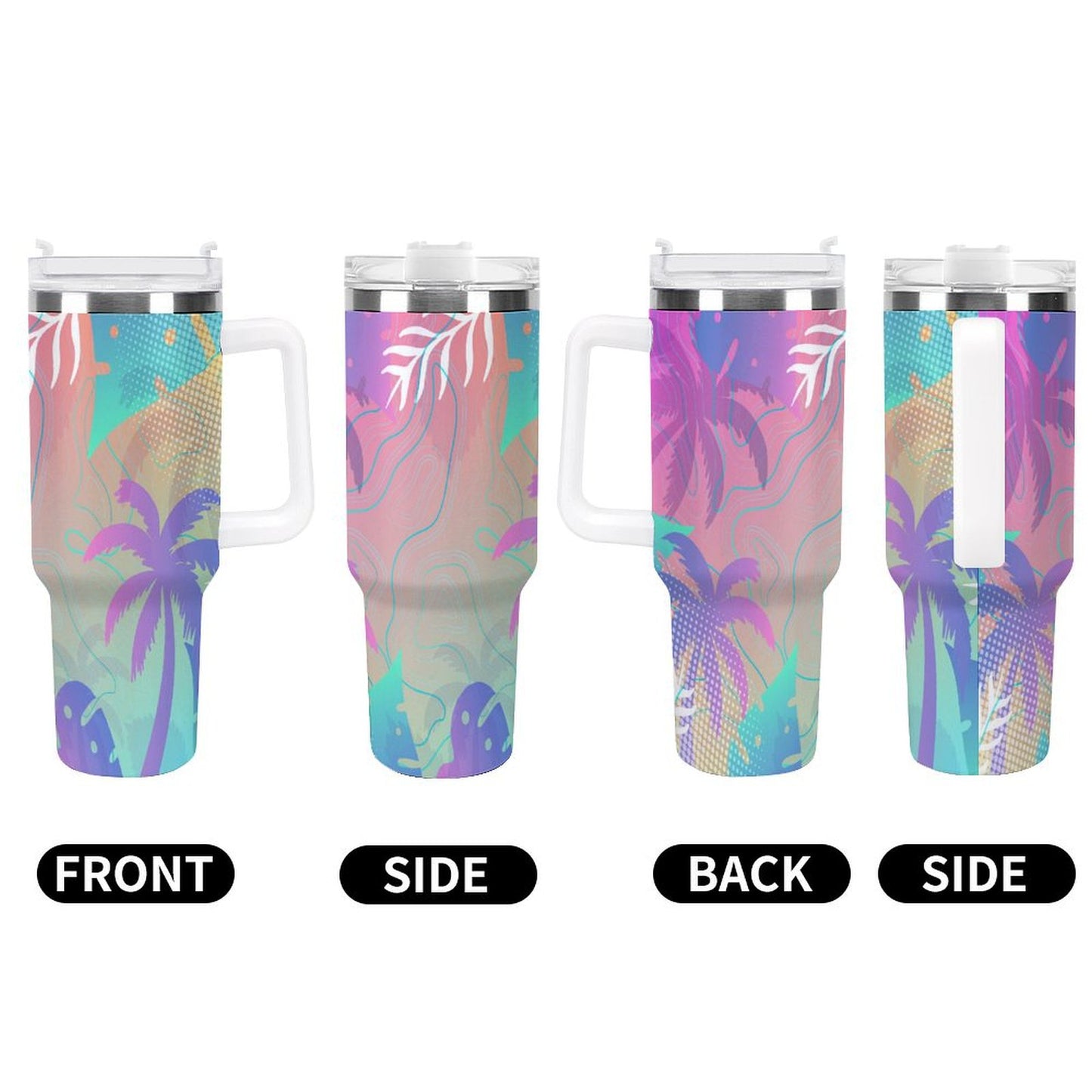 PHDT00517 POD US Local Tumbler 40oz Large Capacity Car Cup Abstract, Coconut Tree