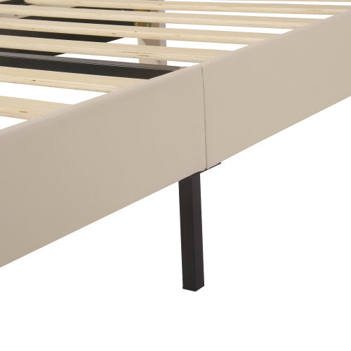 UK Local Upholstered Bed 90x190 With Slatted Frame And Headboard, Upholstered Bed With Height-adjustable Headboard, Youth Bed, Single Bed, Wooden Slat Support, Easy Assembly, Velvet, Beige