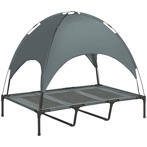 UK Local PawHut Raised Dog Bed Waterproof Elevated Pet Cot With Breathable Mesh UV Protection Canopy Grey, For XL Dogs, 122 X 92 X 108cm