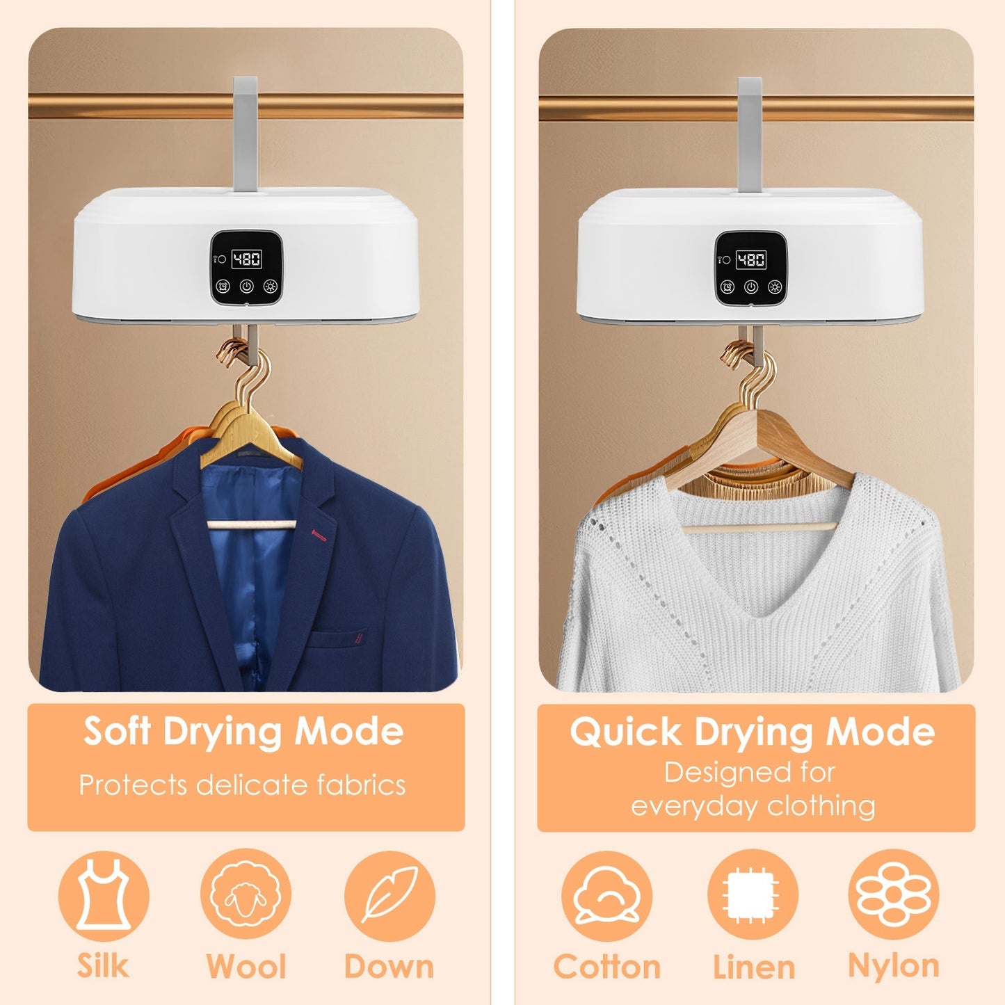 US Local 1Pc Portable Clothes Dryer Mini Dryer Foldable Dryer Machine With Timer UV Sterilization 2 Drying Modes Remote Control For Apartment Dorm RV Travel Home