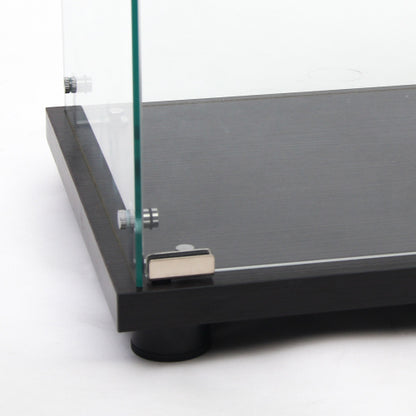 US Local Glass Display Case With 3 Shelves, Single Door Treasure Cabinet, Suitable For Living Room, Bedroom, Office, Black Floor Glass Bookshelf, Quick Installation