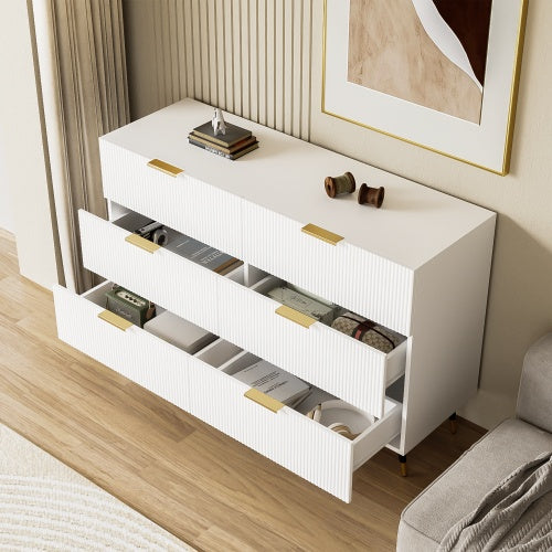 UK Local Elegant Sideboard With Modern Design, Chest Of Drawers And Plenty Of Storage Space, Golden Handles