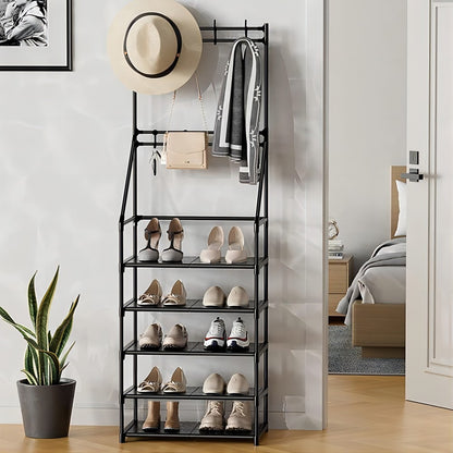 US Local Five-tier Shoe And Hat Racks With 8 Hooks