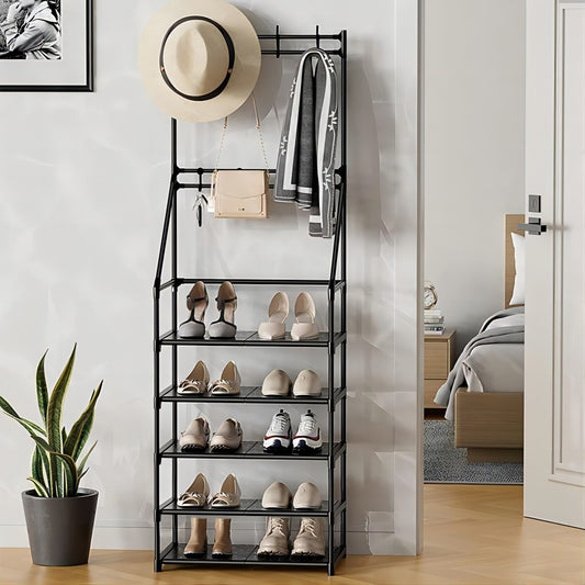 US Local Five-tier Shoe And Hat Racks With 8 Hooks