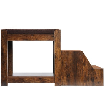 US Local Pet Bunk Bed With Removable Step For Dogs And Cats, Multi-Level Bed Window Perch Seat Platform With Cushion And Cat Scratch Pad, Indoor Use