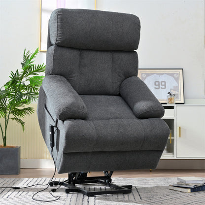 US Local Oversized Power Lift Recliner Chair For Elderly, Electric Fabric Recliner Chair For Seniors, Home Theater Seating,Reclining Sofa Chair With Remote Control,Side Pocket ,Spacious SeatDark Gray
