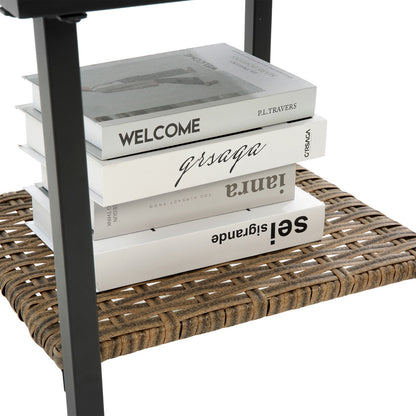 US Local 3pcs Rattan Rocking Chair Set Outdoor Leisure Grey