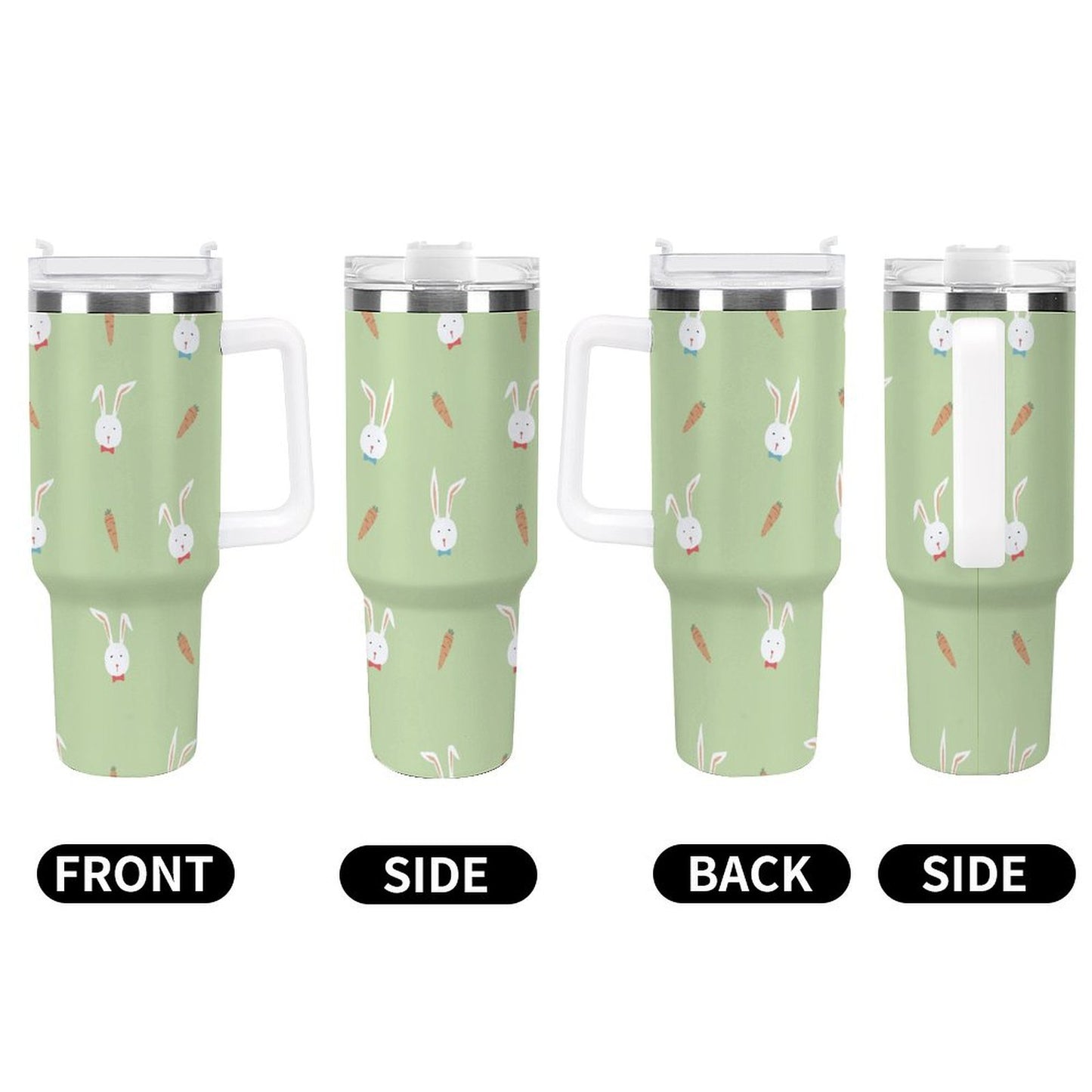 PHDT00524 POD US Local Tumbler 40oz Large Capacity Car Cup Rabbit Carrot Green