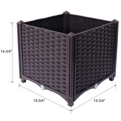 US Local Deep Raised Garden Bed Plastic Planter Boxes For Vegetables Flowers Herbs And Succulents,Self-Watering Planter Box Raised Bed To Grow Flowers, Herbs & Vegetables, 15.7 L X 15.7 D X 14.7 H