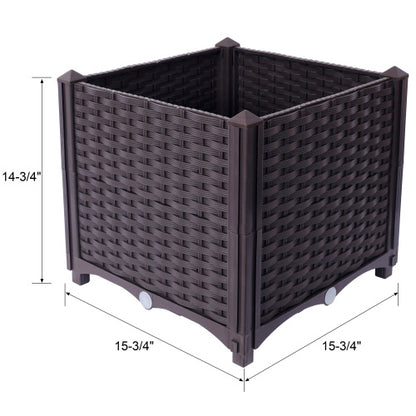 US Local Deep Raised Garden Bed Plastic Planter Boxes For Vegetables Flowers Herbs And Succulents,Self-Watering Planter Box Raised Bed To Grow Flowers, Herbs & Vegetables, 15.7 L X 15.7 D X 14.7 H