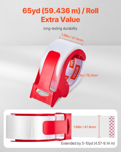 US Local Clear Packing Tape 6 Rolls 65 Yards Clear Shipping Tape With Dispenser 2.7 Mil