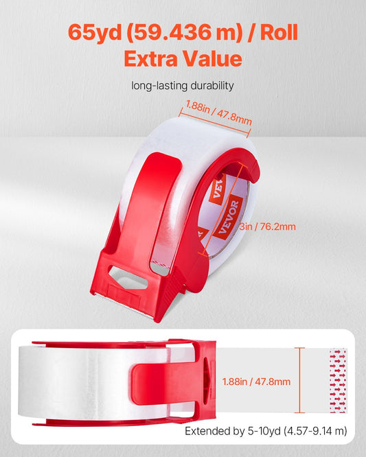 US Local Clear Packing Tape 6 Rolls 65 Yards Clear Shipping Tape With Dispenser 2.7 Mil