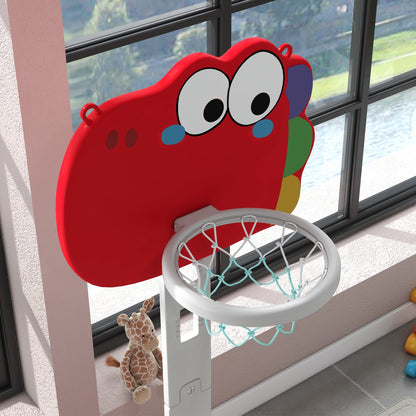 US Local Adjustable Height 4.4-5 ft Kids Basketball Hoop, 5 in 1 Design, for Indoor Use, Red