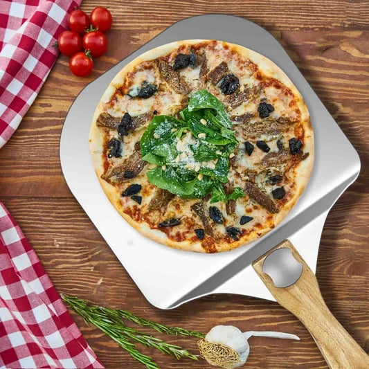 UK Local 12 Inch Pizza Peel Oven Aluminium Foldable Wood Handle And Pizza Paddle