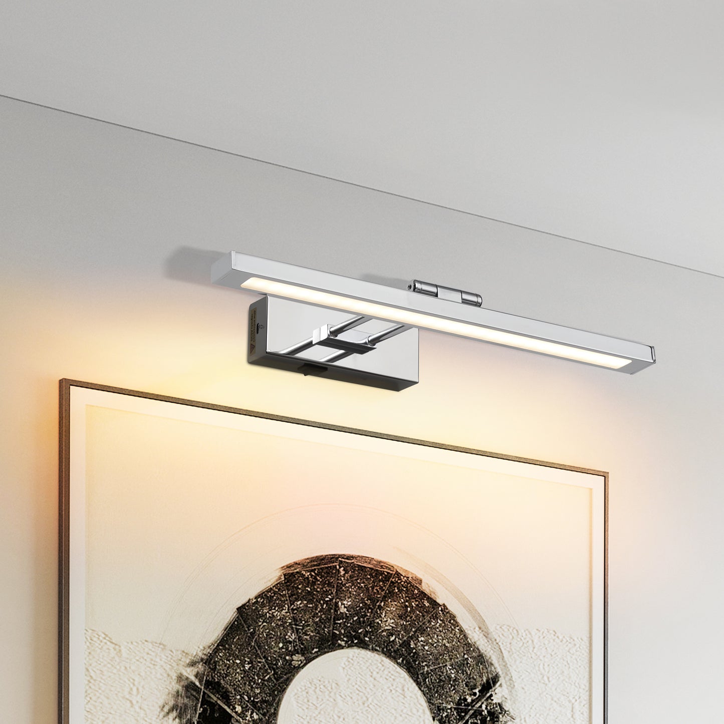 US Local Battery Picture Light, 16 Inch Wireless Picture Light For Painting With Remote,Full Metal Rechargeable Art Light,Wall Sconce Display Lighting For Portrait, Photo Frame,Gallery, -Chrome