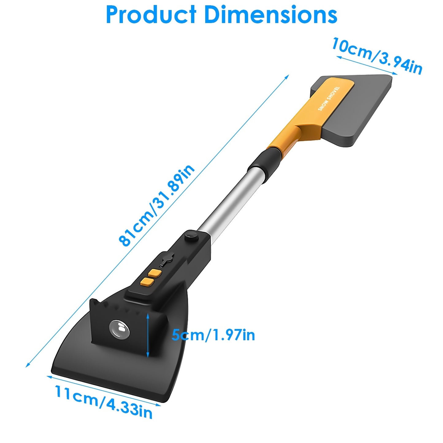 US Local 1Pc 3 In 1 Car Snow Removal Shovel With Lights Car Snow Removal Tool Telescopic Windshield Ice Scraper Snow Brush Shovel