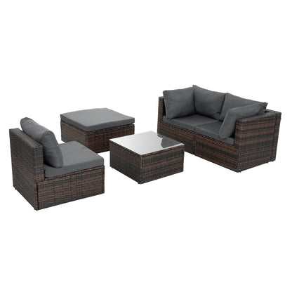 US Local Patio Furniture, Outdoor Furniture, Seasonal PE Wicker Furniture, 5 Set Wicker Furniture With Temper