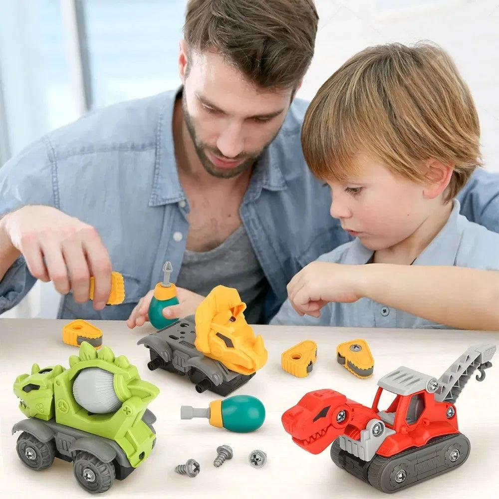 US Local 5 Pack Take Apart Dinosaur Set With Electric Drill, Construction Building Toy For Boys, Ideal Xmas Birthday Gift