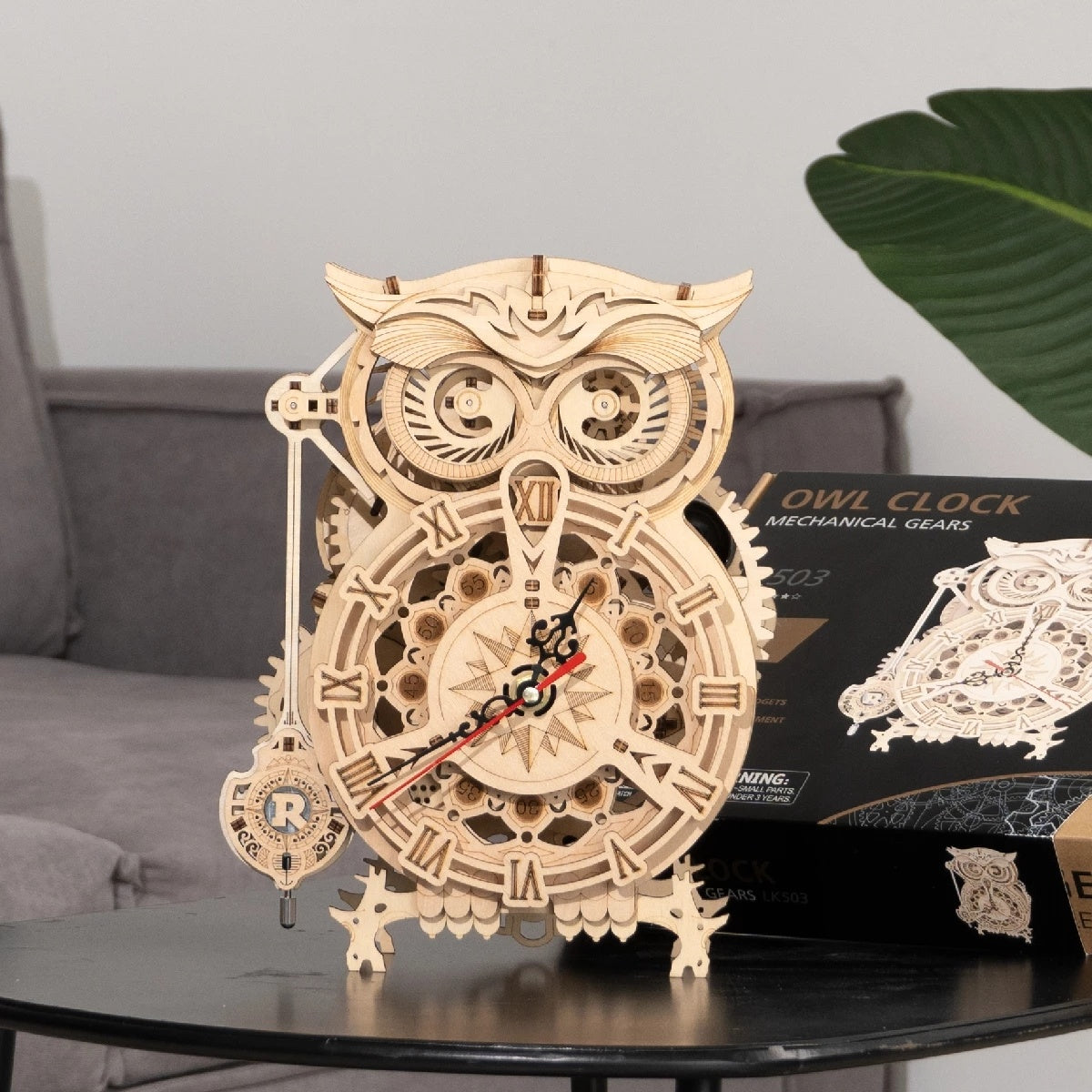 US Local Robotime Rokr Creative DIY Toys 3D Owl Wooden Clock Building Block Kits For Children Christmas Gifts Home Decoration LK503