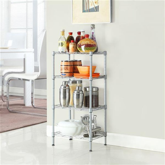 US Local Rectangular Four Story Household Storage Rack, Silver Gray