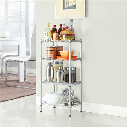 US Local Rectangular Four Story Household Storage Rack, Silver Gray