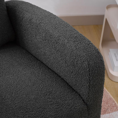 US Local Modern Accent Rocking Chair Rocking Chair With Solid Wood Legs, Upholstered Nursery Glider Rocker, Comfy Armchair With Side Pocket, Living Room Lounge Arm Chair With High Backrest