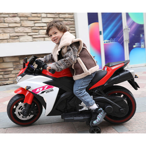 US Local Electric Motorcycle 12V Kids Toys MotorcycleKids Electric Carelectric Ride On Toys For 3 4 5 6 Years Boys Girls With Training Wheelsmanual ThrottleDrive By Hand Ighting Wheels
