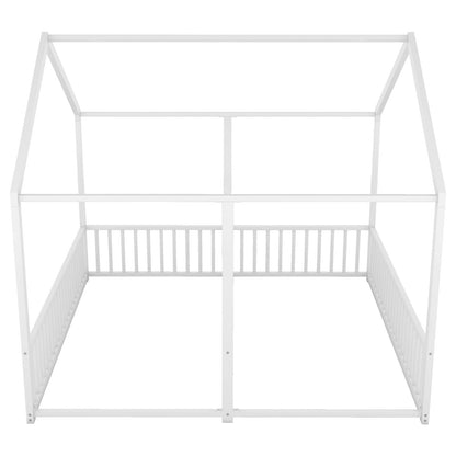 US Local Metal Twin Size House Platform Beds, Two Shared Beds, White