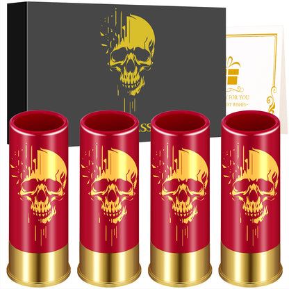 US Local 4 pcs Skull Shot Glasses, 1.5oz - Reusable, High-Quality Plastic Bullet Cups For Whiskey, Cocktails & Wine, Perfect For Bars, Parties & Gifts