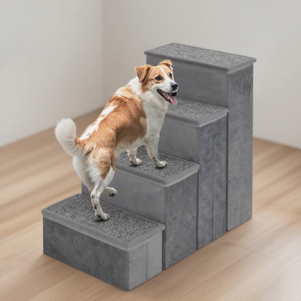 US Local 4-Step Dog Stairs Non-slip Foldable Dog Ramp With Adjustable Steps