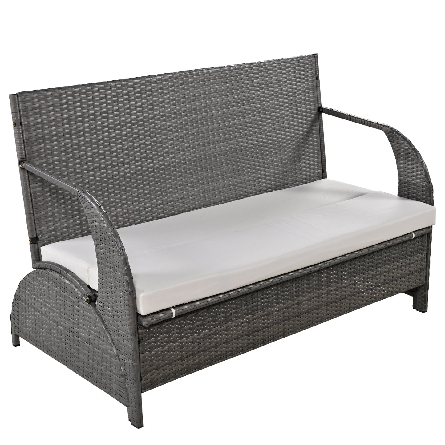 US Local U STYLE Outdoor Loveseat And Convertible To Four Seats And A Table,Suitable For Gardens And Lawns