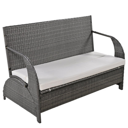 US Local U STYLE Outdoor Loveseat And Convertible To Four Seats And A Table,Suitable For Gardens And Lawns