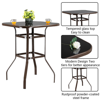 US Local Brown Wrought-iron Glass High Bar Table