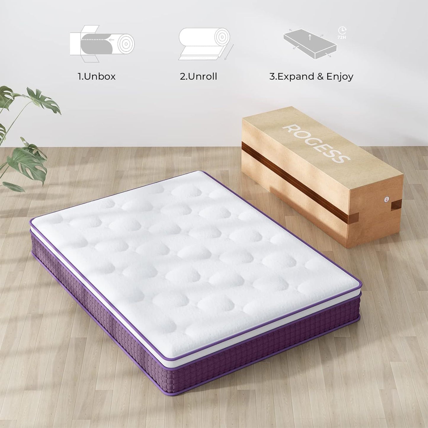 US Local Full Mattress, 12 Inch Hybrid Full Mattress, Full Size Mattress In A Box, Plush Foam Mattress With Individually Pocketed Coils, Motion Isolation For Pressure Relief, Medium Soft