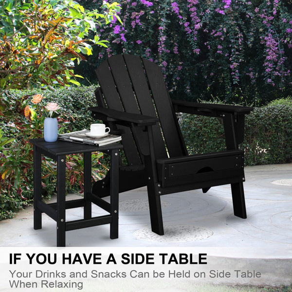 US Local 38x38x45.5cm Single Layer Square Black HDPE Side Table