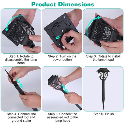 6Pack Solar Powered Stake Light Outdoor Decorative Landscape Lamp IP45 Waterproof Auto On Off Outdoor Light For Pathway Garden Yard Patio