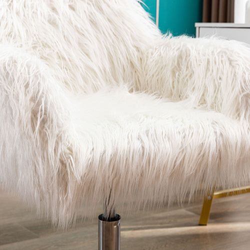 US Local Modern Faux Fur Home Office Chairs, Hairy Chairs For Girls, Makeup Dressing Chairs