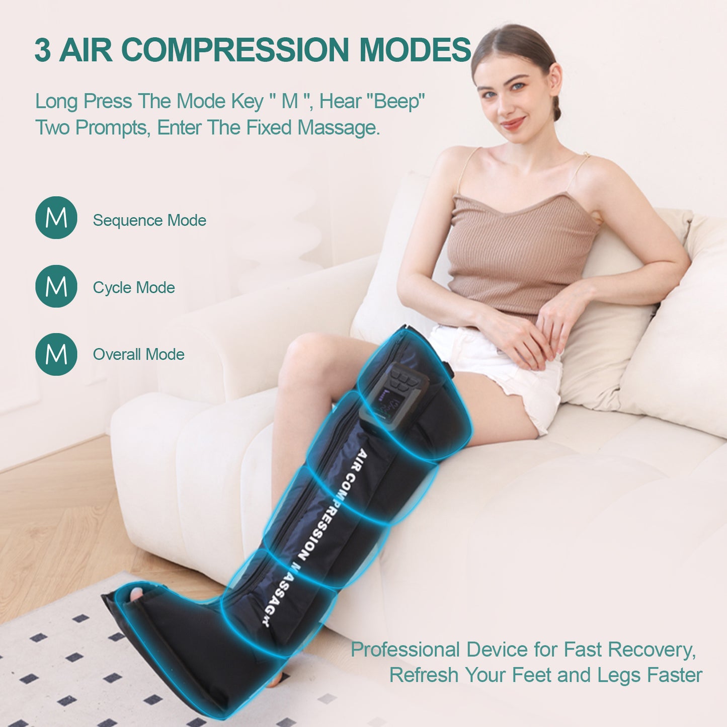 US Local Leg & Foot Massager With Air Compression, 5 Pressure Levels, 3 Smart Modes, Rechargeable & Portable, Pain Relief For Muscles & Circulation, Type-C Charging, Home,Office Use